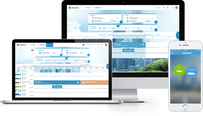 fleetster screens - carsharing software